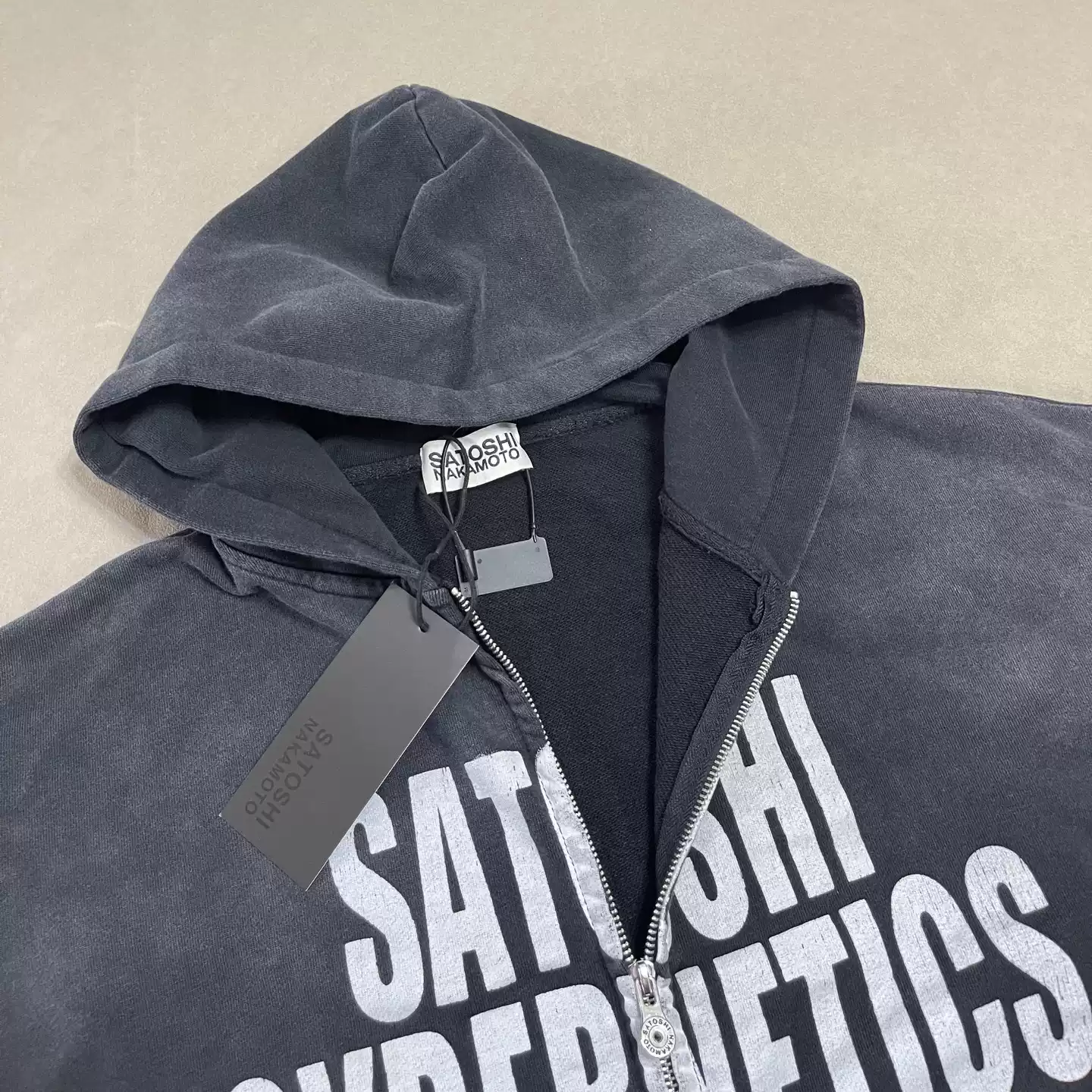 Enhypen Jay Inspired Satoshi Cybernetics Washed Black Zip Up Hoodie 