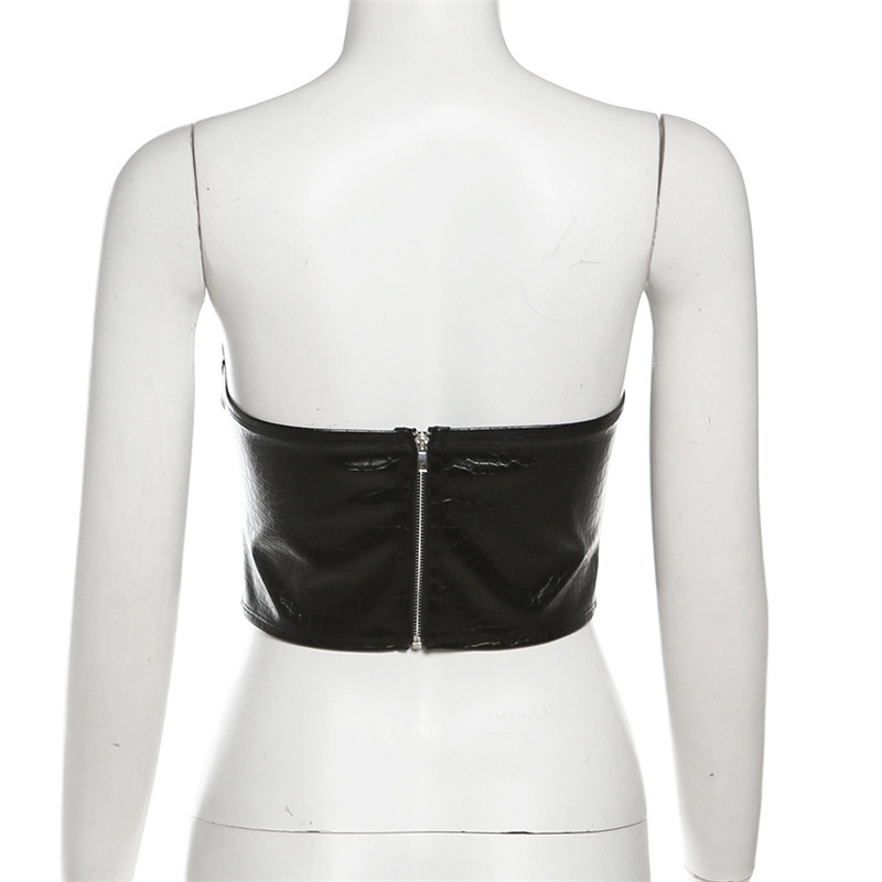 Snake Print Leather Buckle Tube Top -Straykids concert outfitidea for STAY