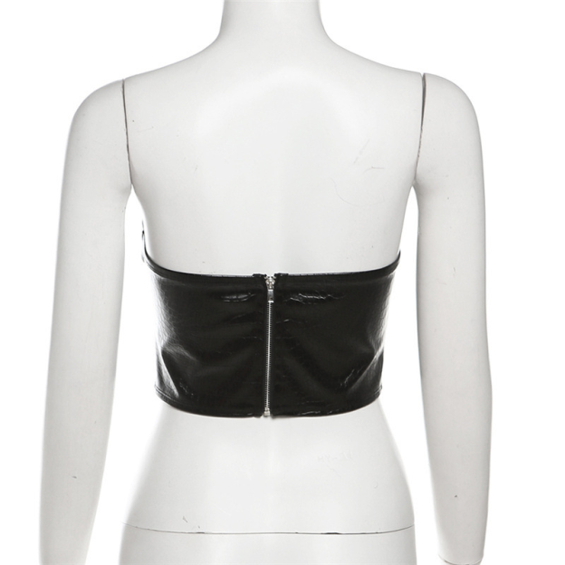 Snake Print Leather Buckle Tube Top -Straykids concert outfitidea for STAY