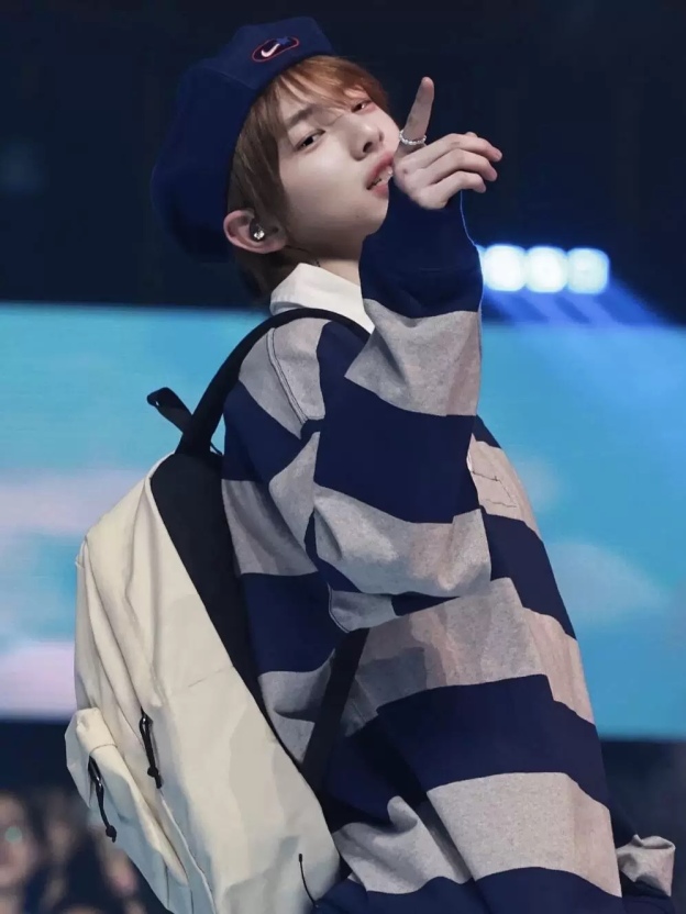 Cortis Juhoon inspired navy grey Stripe Sweatshirt