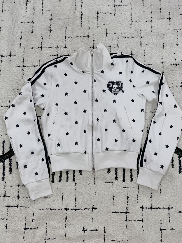 Aespa Karina-Star Print Zipper Short Jacket