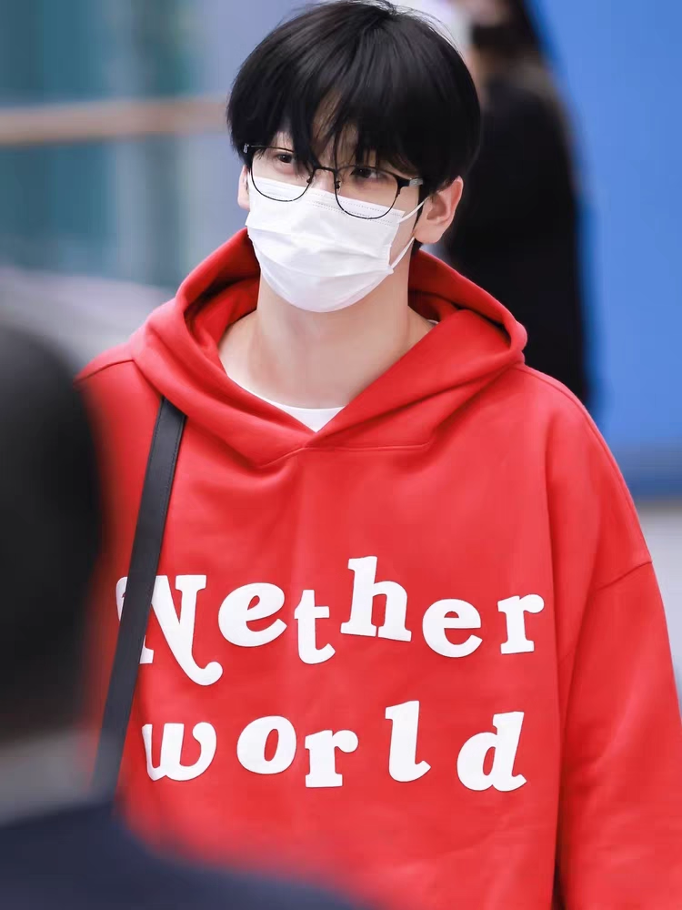 TXT Soobin Inspired Red Letter Print Hoodie