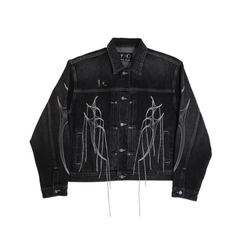 Enhypen NiKi inspired Distressed Washed Black Short Wide-Cut Denim Jacket & Jeans pants Set