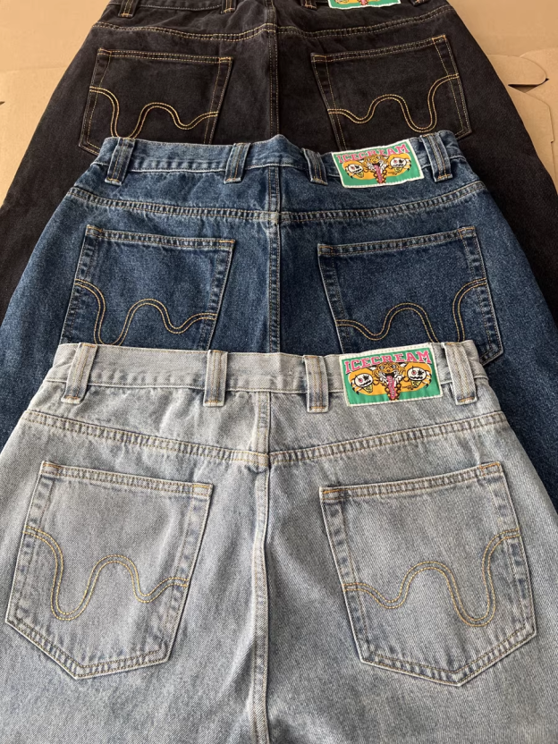 Cortis Juhoon Inspired Ice Cream Running Dog Denim Jeans