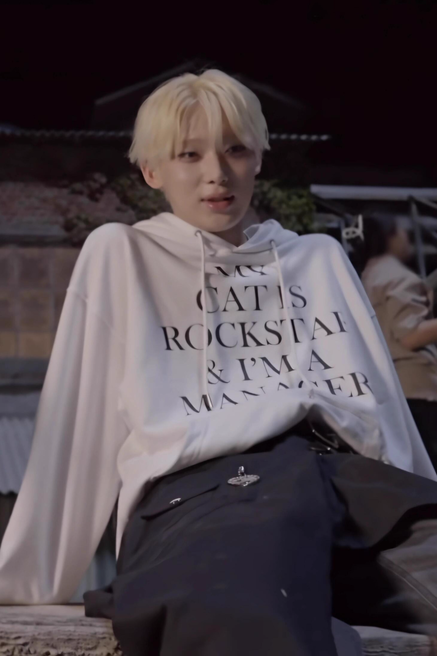  ENHYPEN Sunoo Inspired White Letter Print Hoodie