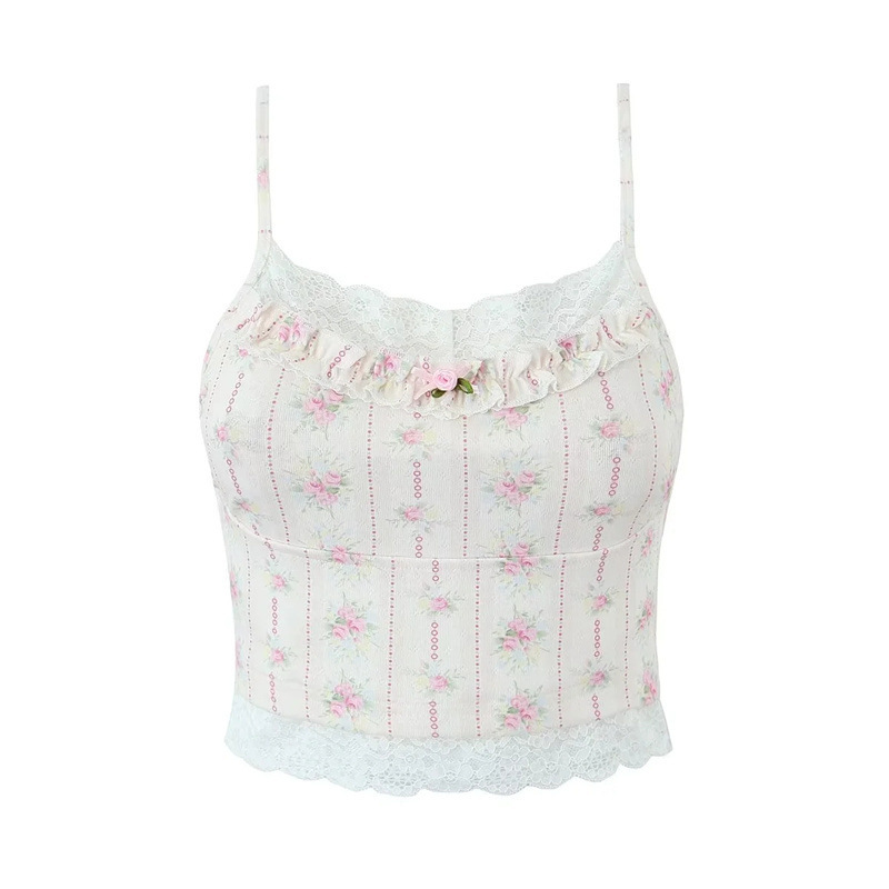 Floral Camisole Top Pleated Hip Wrap Skirt Set-Outfitidea For Blinks B