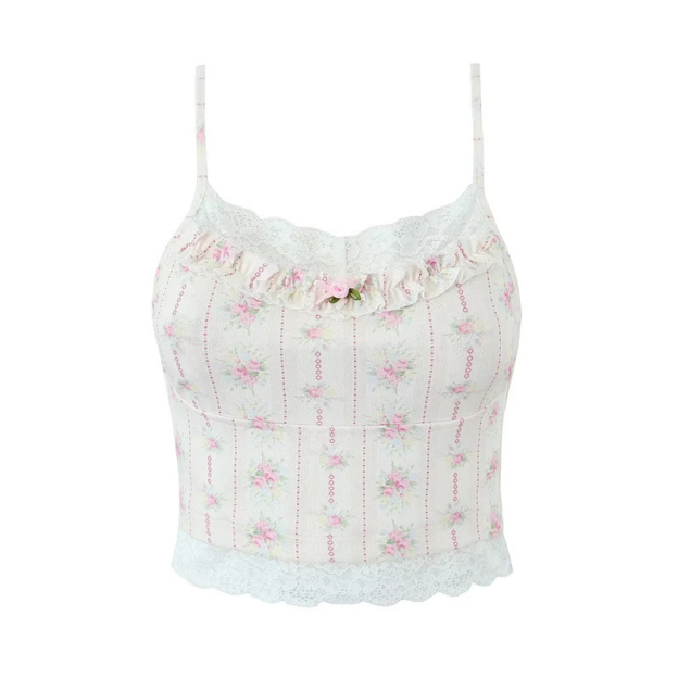 Floral Camisole Top Pleated Hip Wrap Skirt Set-Outfitidea For Blinks BLACKPINK-Inspired Fashion