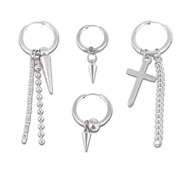 BTS SUGA Inspired Long Multi-Chain Triangle Earrings