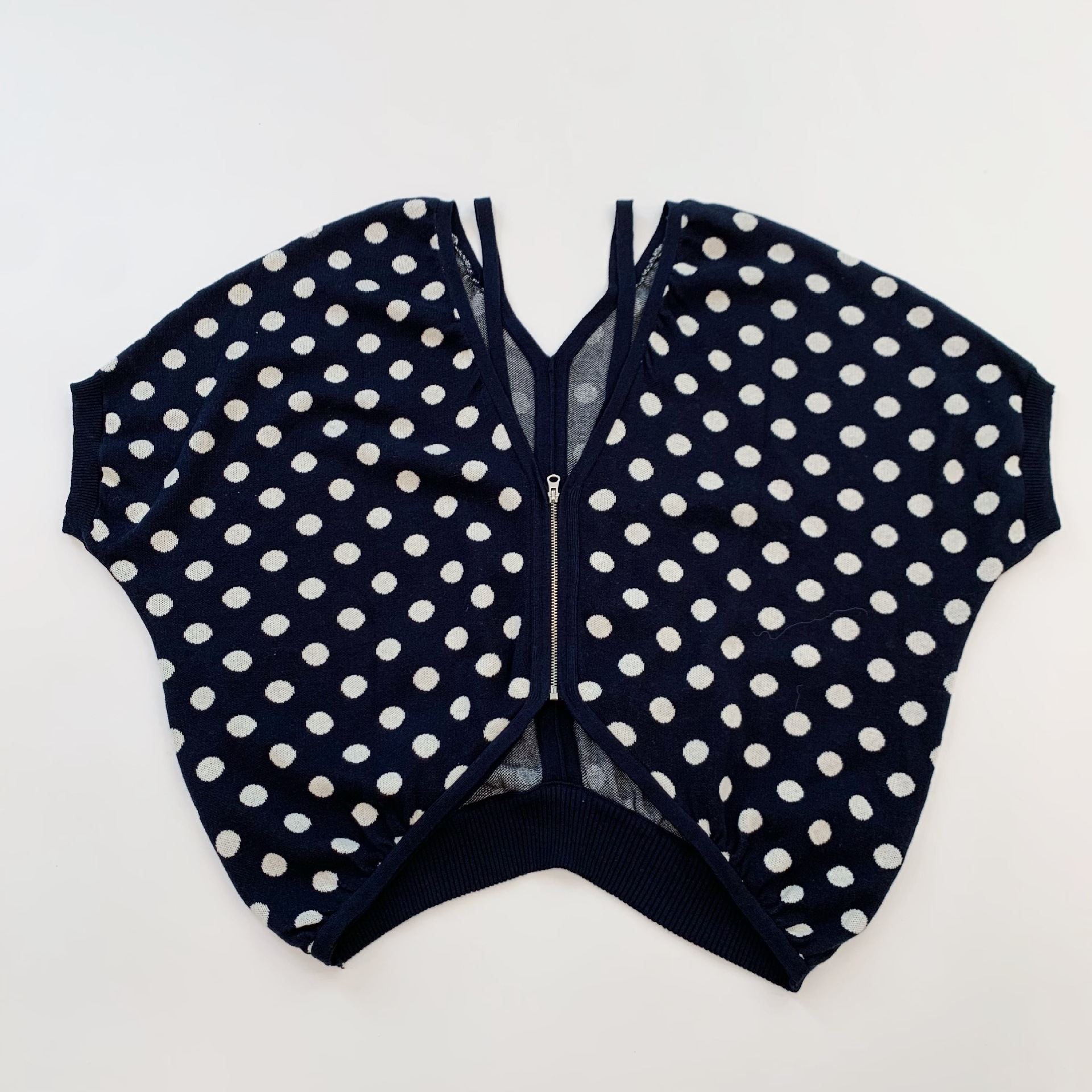 IVE Yujin&Meovv Ella Inspired Polka Dot Puff Sleeve Crop Knit Cardigan