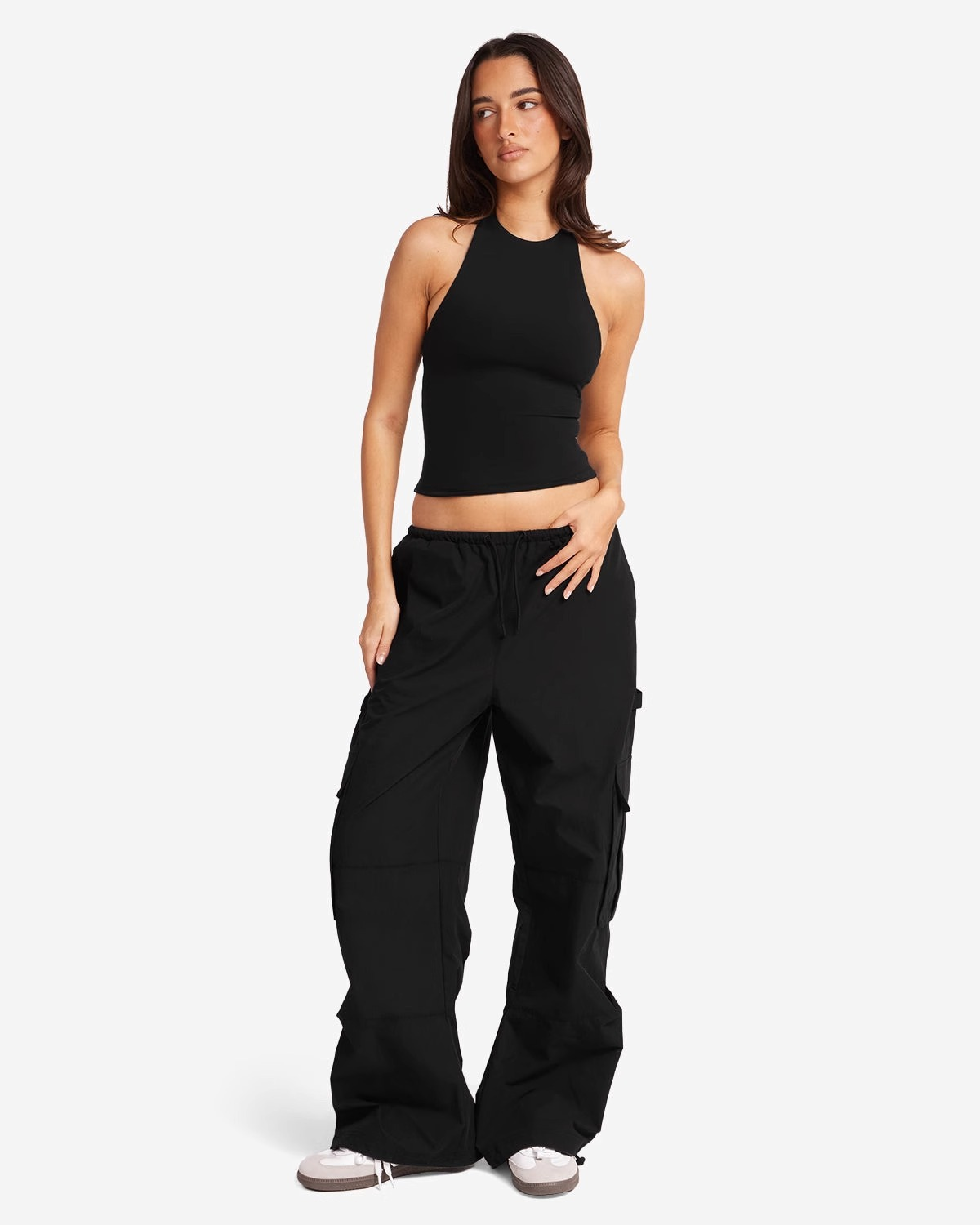 Low-rise pocket wide-leg cargo pants-Aespa Ningning