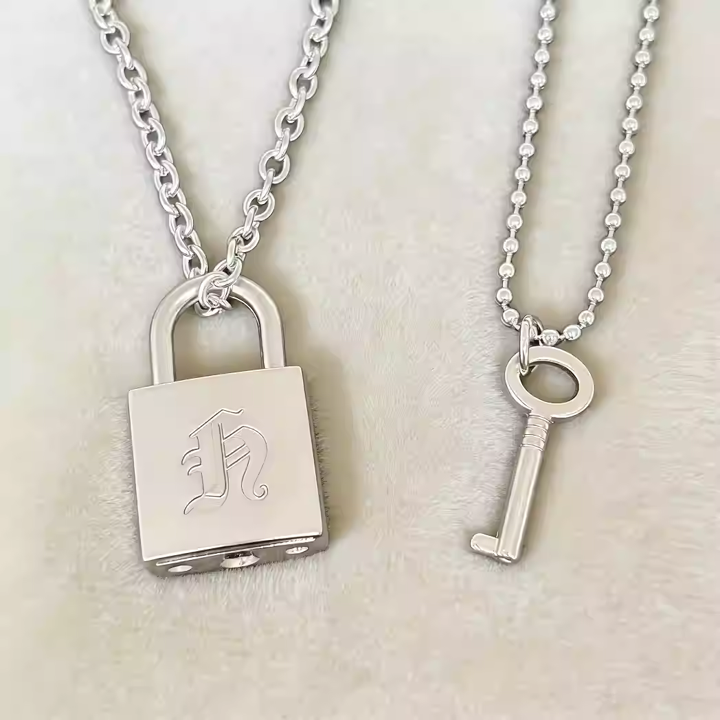 Straykids Hyunjin Inspired Initial Lock Pendant Necklace