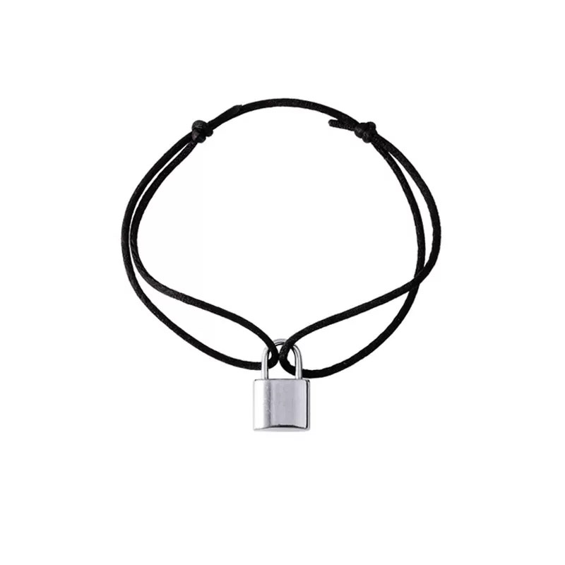 BTS V (Kim Taehyung) Inspired Adjustable Black Lock Charm Rope Bracelet