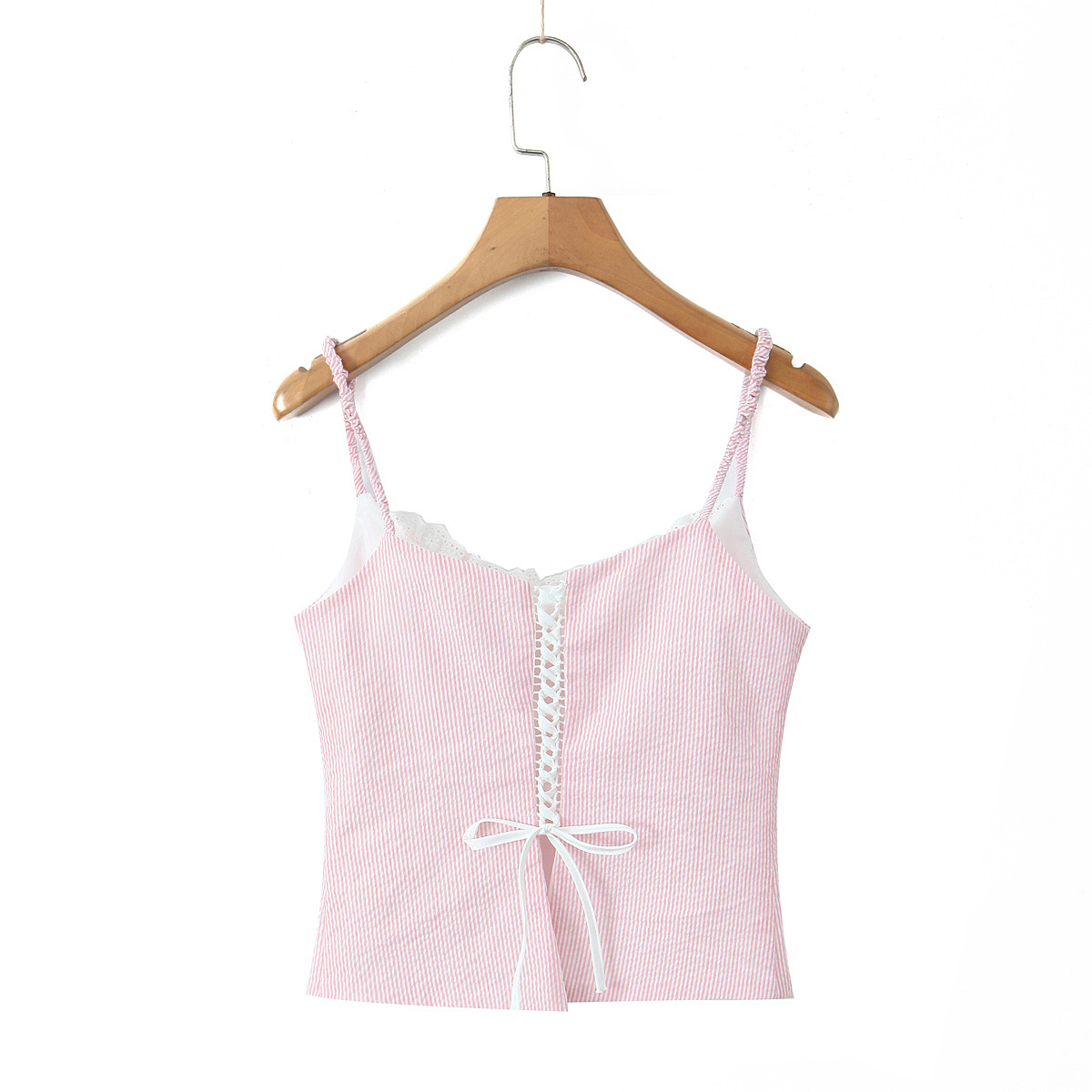 Lace Striped Slim Camisole Short Skirt Set-Outfitidea For Blinks BLACKPINK-Inspired Fashion