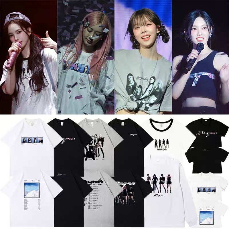 Aespa Live Tour-Synk Parallel Line T-shirt-Aespa