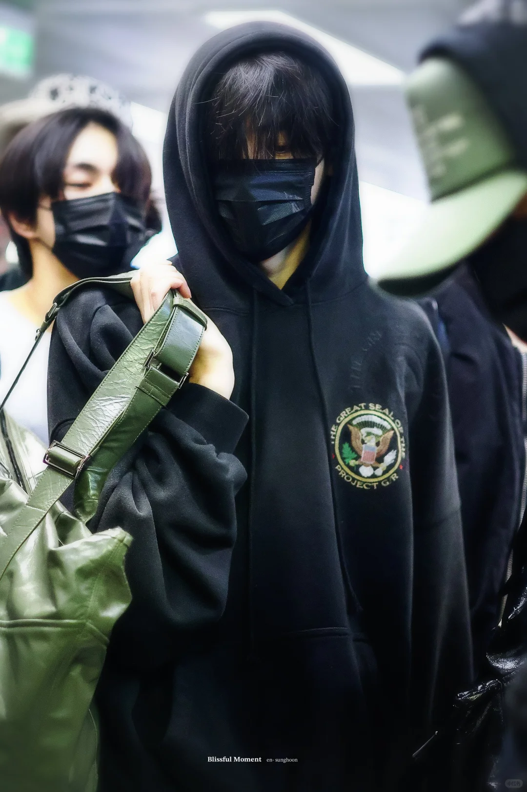 ENHYPEN Sunghoon Inspired Vintage Washed Badge Black Hoodie