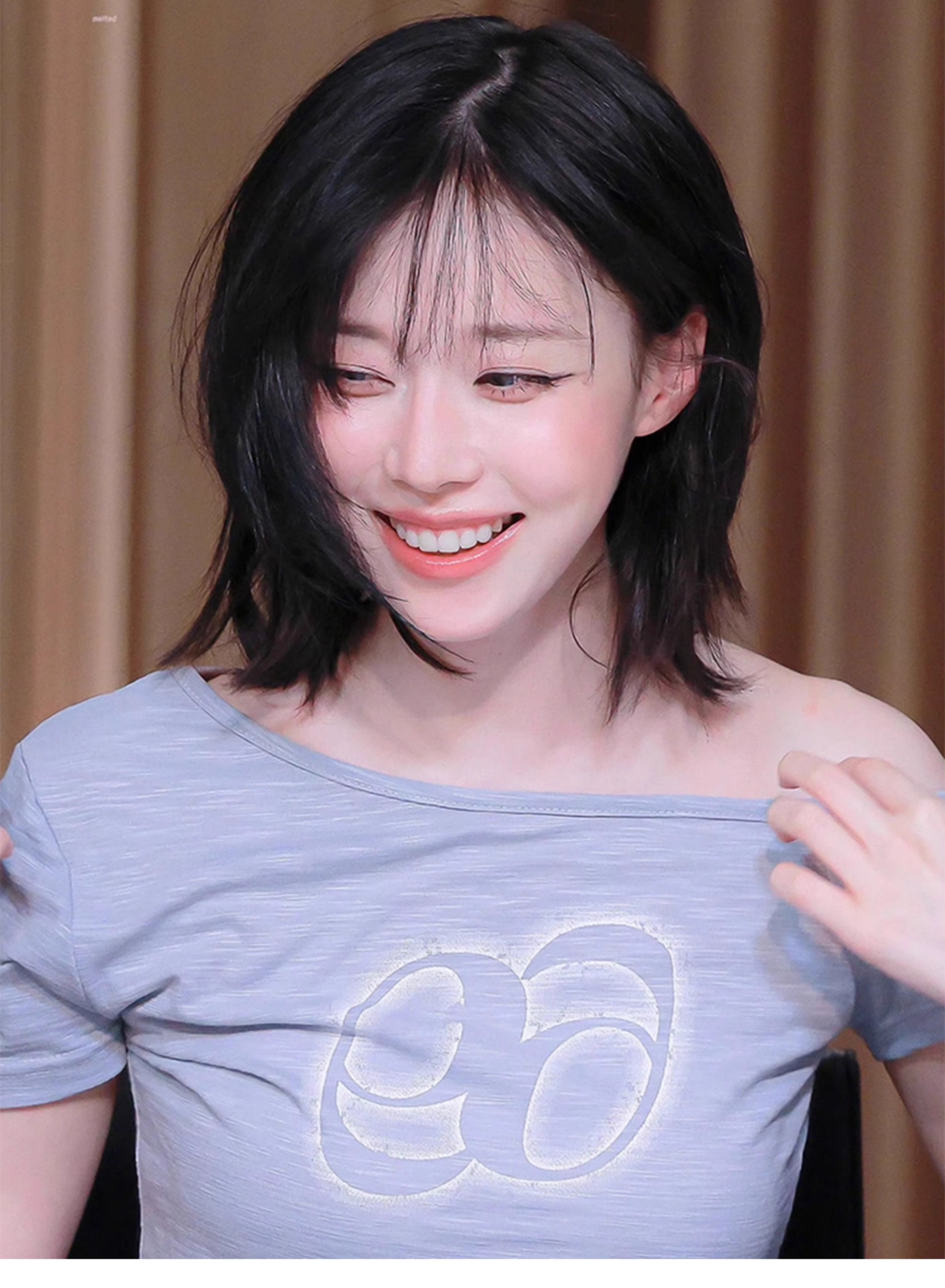 Aespa Winter Inspired Asymmetric Off Shoulder Baby Top