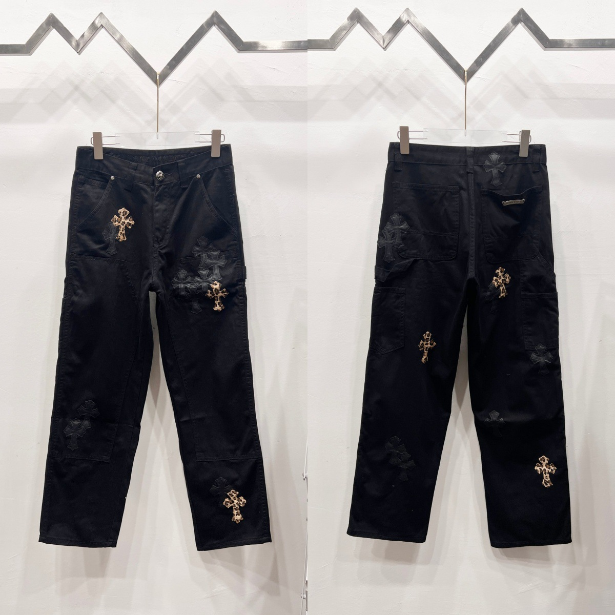 Enhypen Niki Inspired Chrome Hearts Style Leopard Print Cross Patch Pants-NI-KI