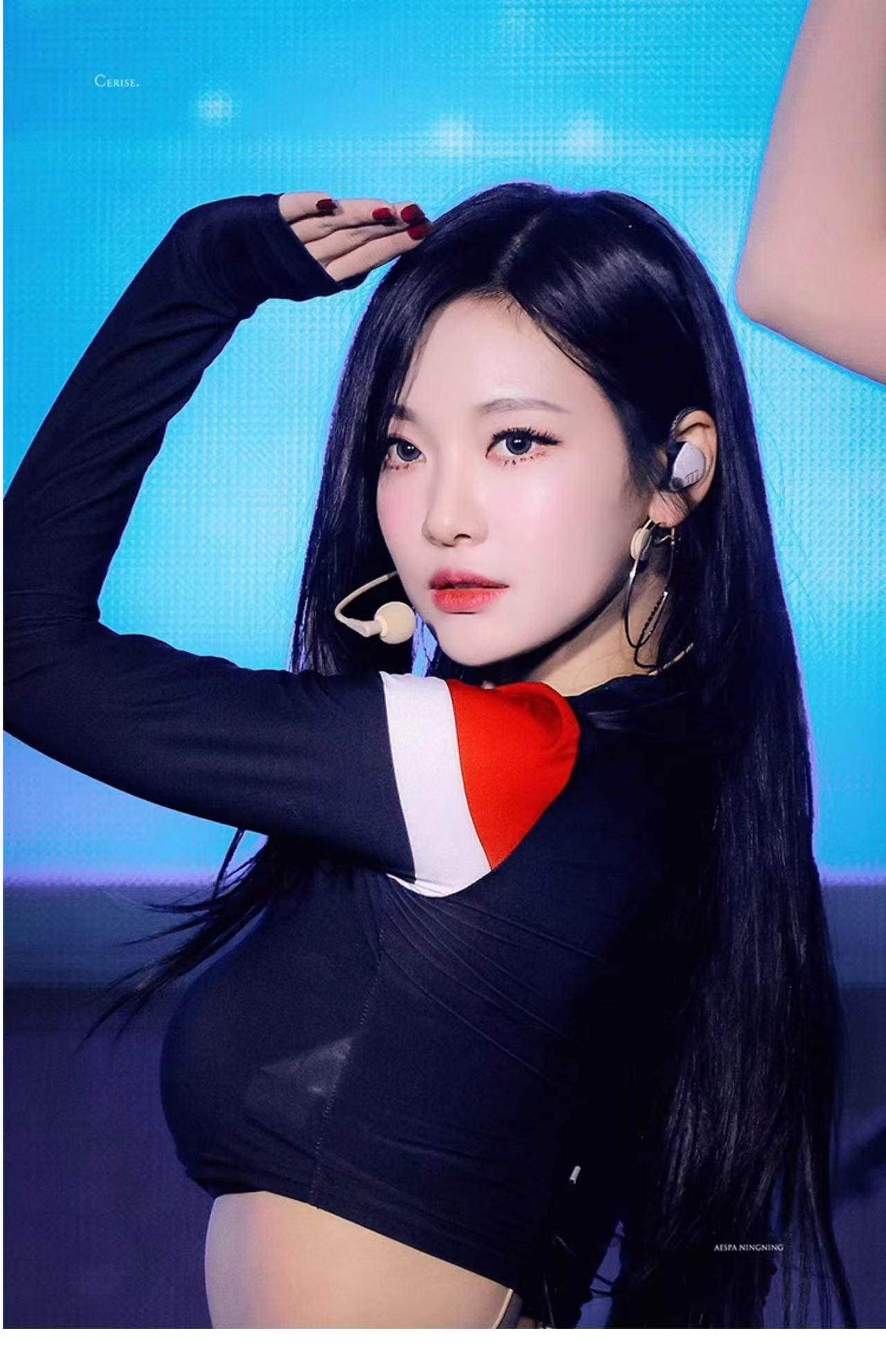 Aespa Ningning Inspired Black Patchwork Long Sleeve