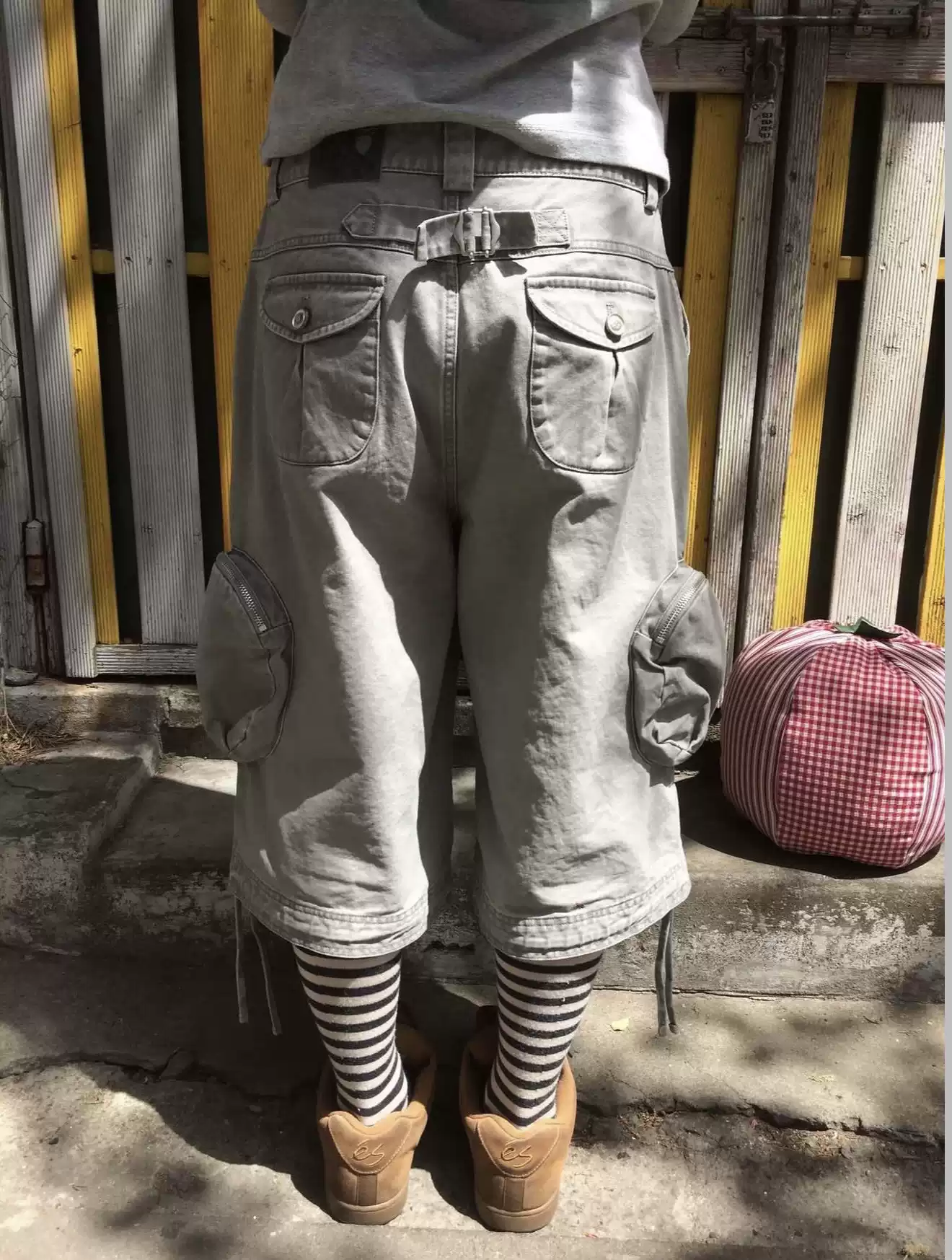 NCT WISH Sakuya Inspired Grey Washed Multi Pocket Cargo Bermuda Shorts