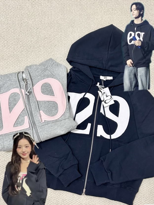 NCT&WayV&IVE Inspired 129 Logo Patch Zip-up Hoodie