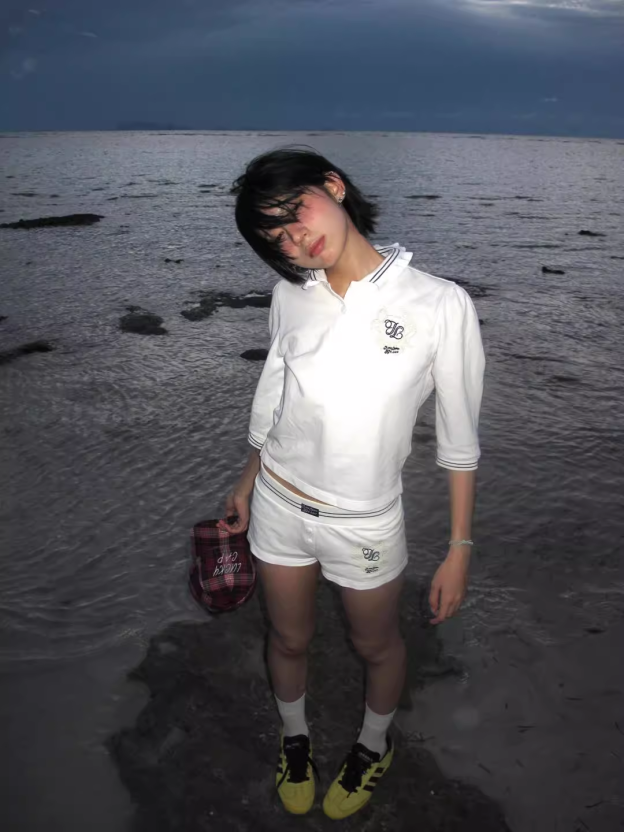 Blackpink Jennie White Polo Shirt Shorts Set