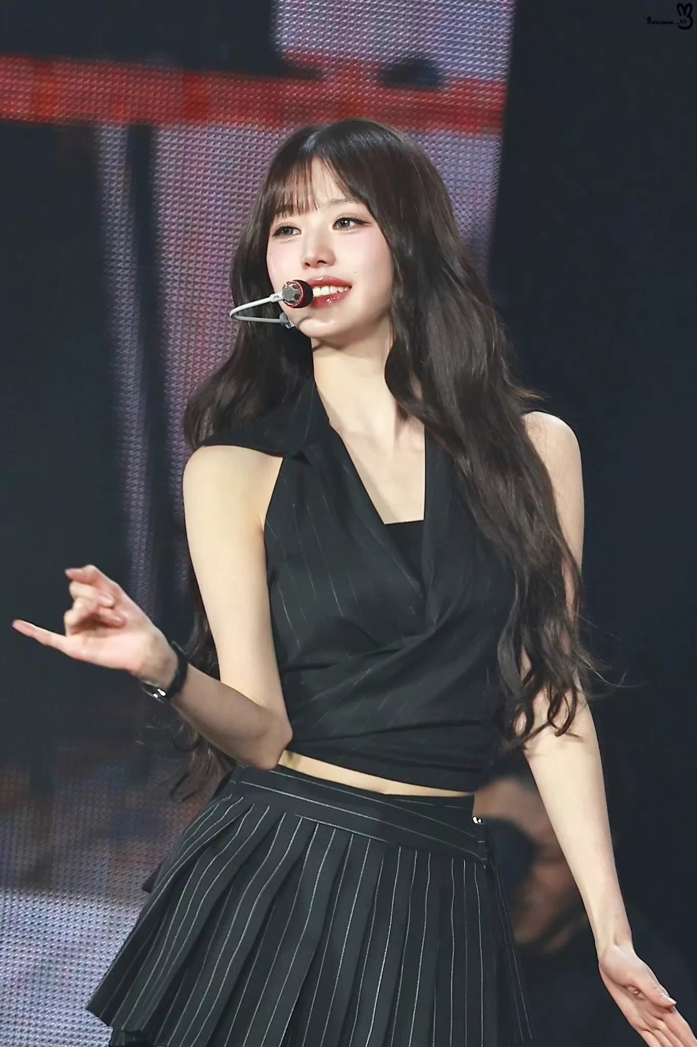 IVE Wonyoung-Striped Vest Skirt Suit Set