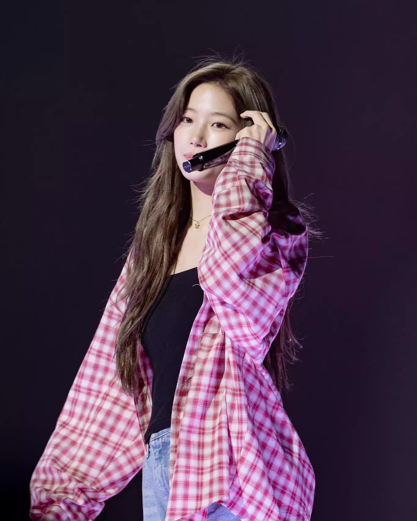 LE SSERAFIM Kazuha Inspired Red Plaid Shirt