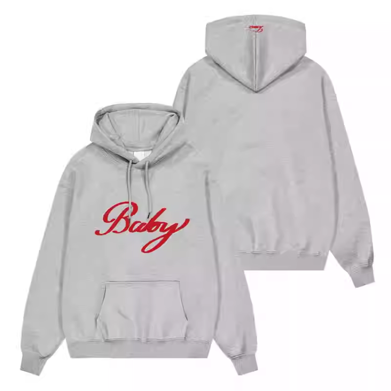 Enhypen Sunoo Inspired Baby Lettering Grey Hoodie