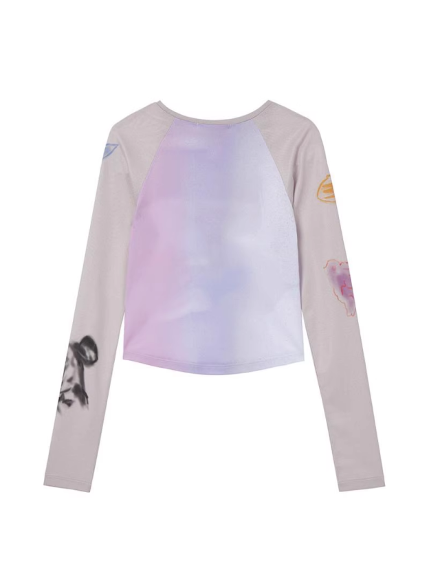 NewJeans Haerin Inspired Puppy Graffiti Long Sleeve T-Shirt