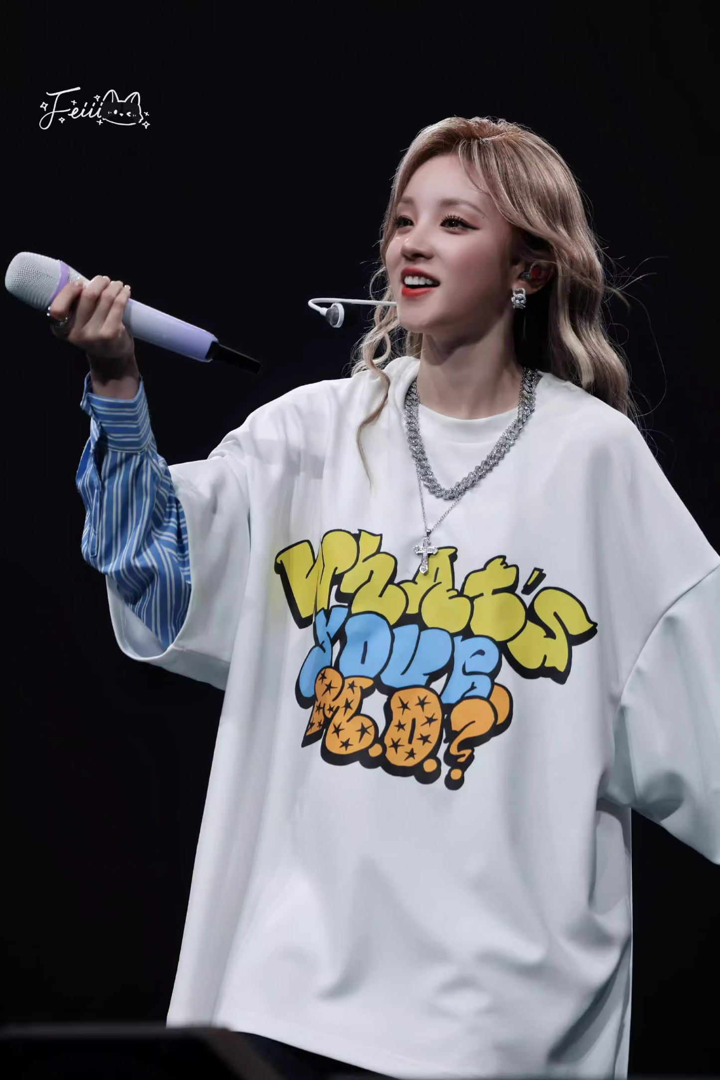 I-DLE Yuqi Oneclap Stage Inspired Oversize Fake Two-piece T-shirt