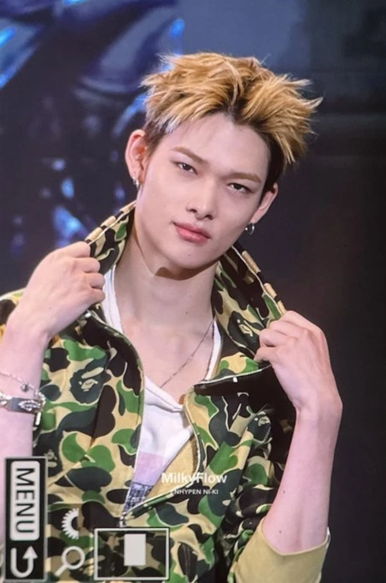 Enhypen Niki Camo Bape shark Print inspired zip up oversized hoodie jacket-ni-ki