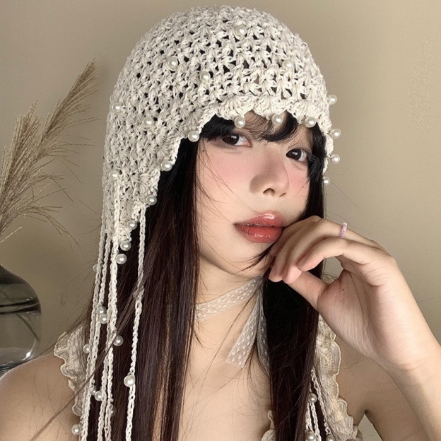 Straykids Hyujin Crochet Knitted Pearl inspired Hat-stray kids