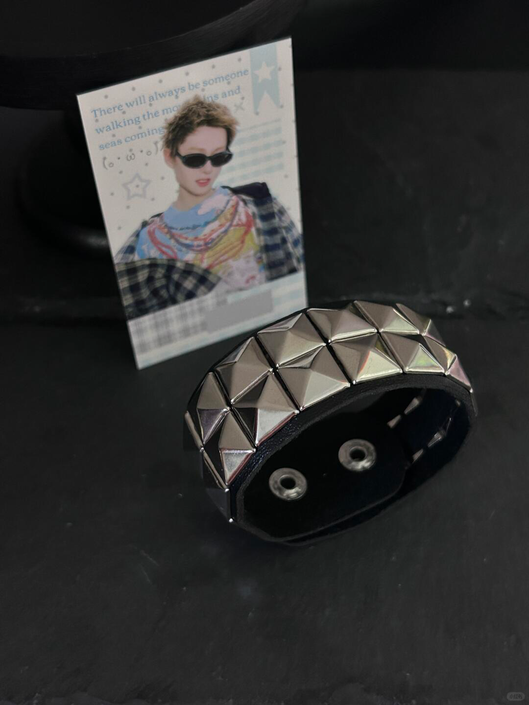 Cortis Martin Inspired Pyramid Stud Leather Cuff Bracelet