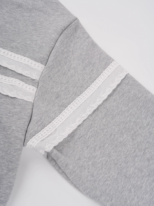 IVE Rei&I-DLE Miyeon Inspired Lace Trim Hooded Zip-Up Sweatshirt