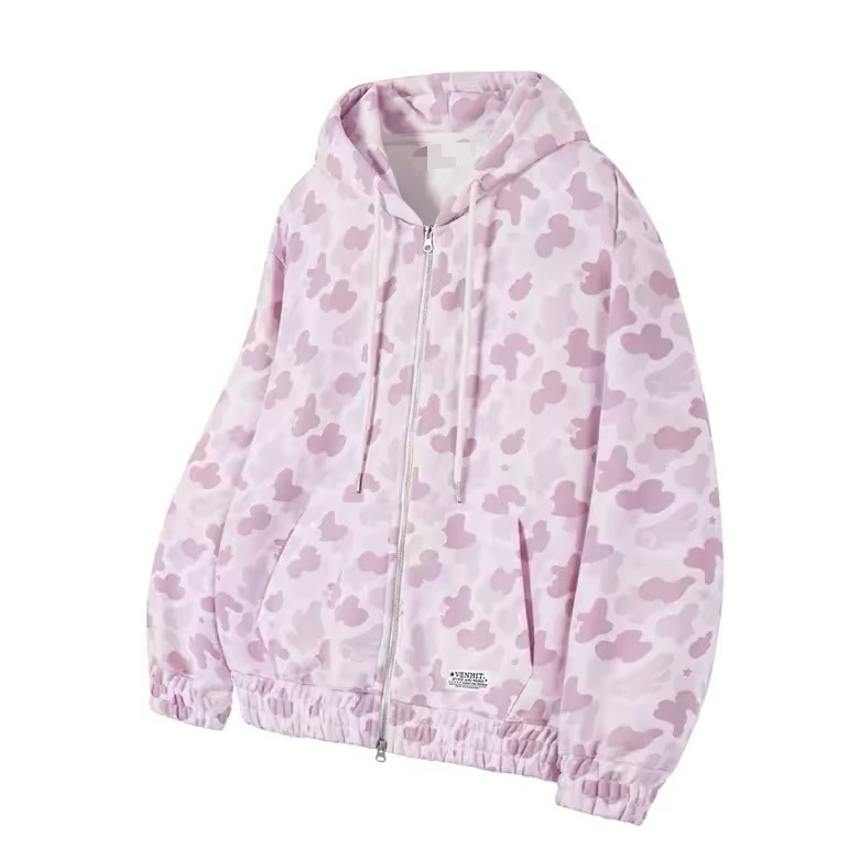  ILLIT Minju Inspired Angel Camo Zip‑Up Hoodie