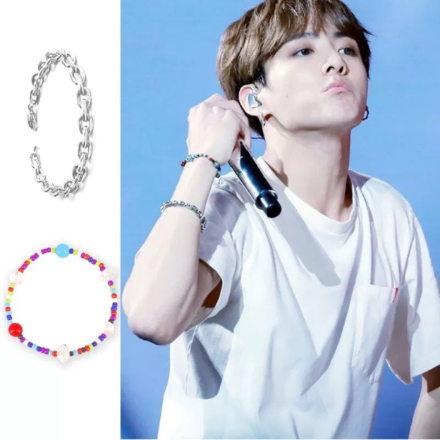 BTS Jungkook Inspired Colorful Transparent Bead Titanium Steel Bracelet Set