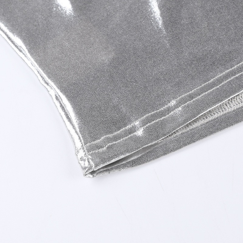 Blackpink Jisoo Inspired Metallic Halter Crop Top