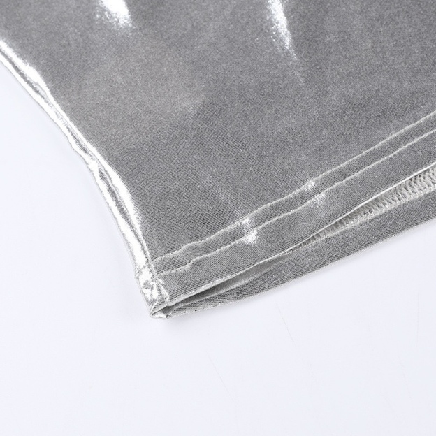 Blackpink Jisoo Inspired Metallic Halter Crop Top