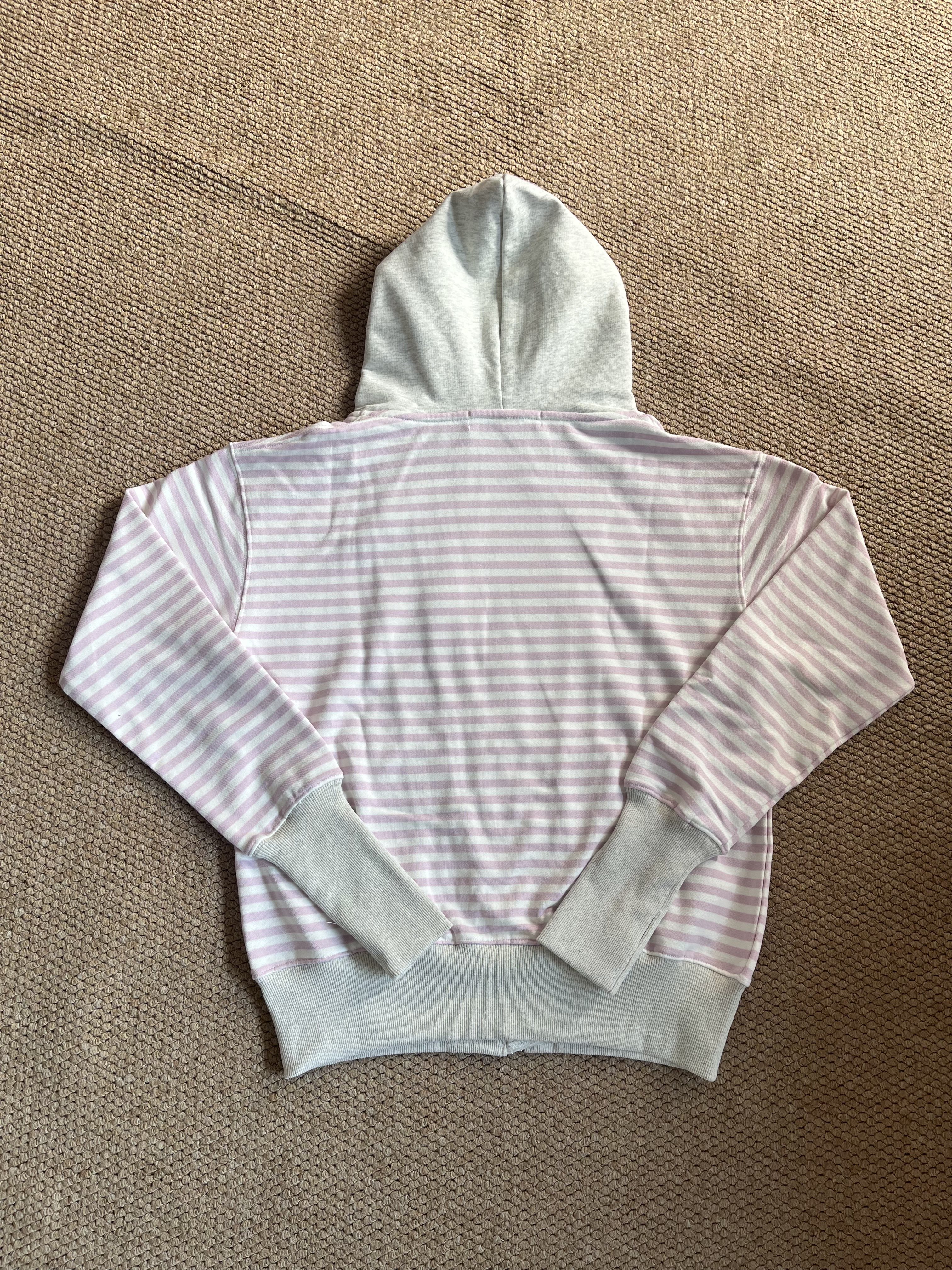 ILLIT Moka Inspired Asymmetric Zip Striped Hooded Sweatshirt Jacket