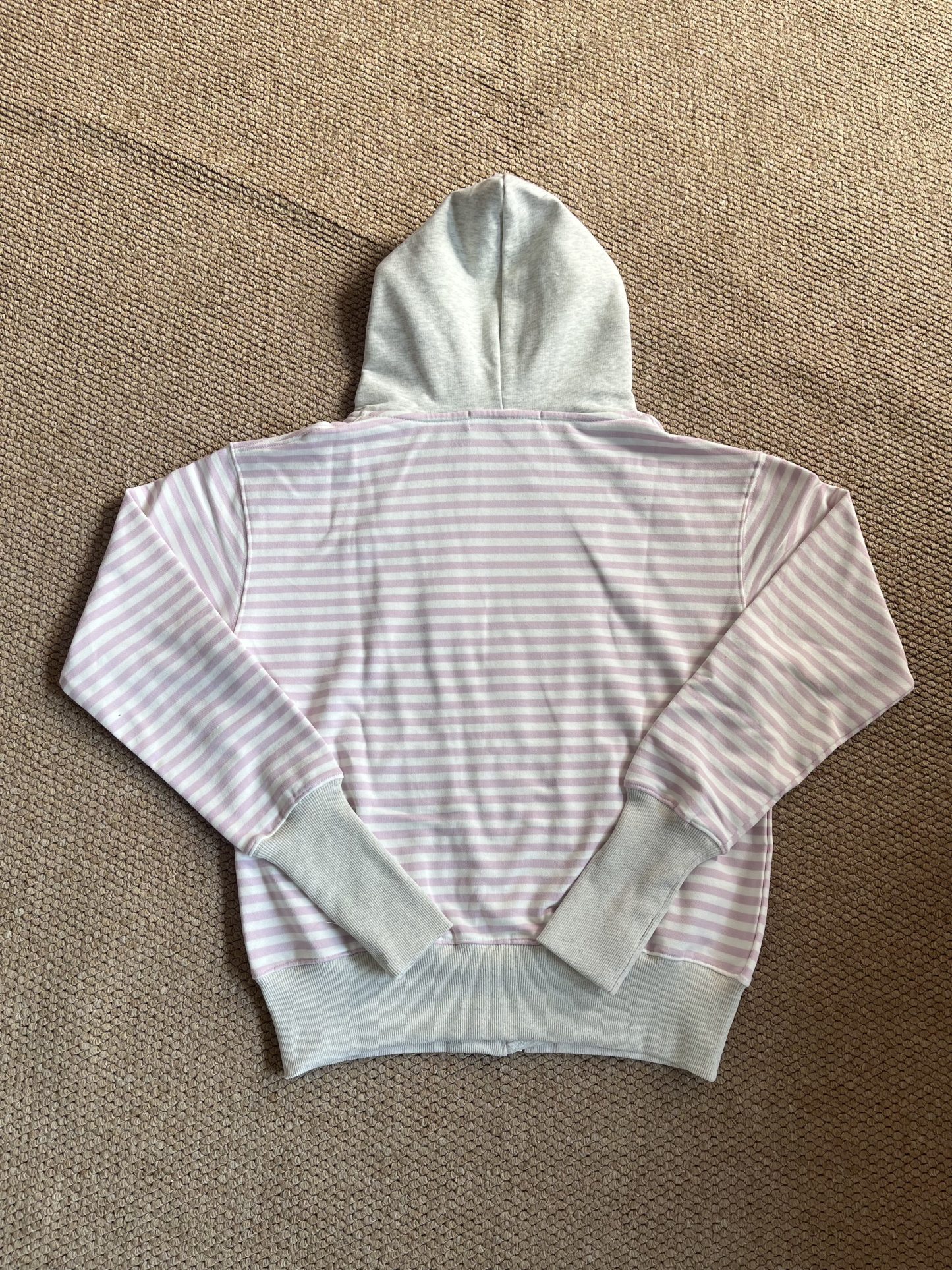 ILLIT Moka Inspired Asymmetric Zip Striped Hooded Sweatshirt Jacket