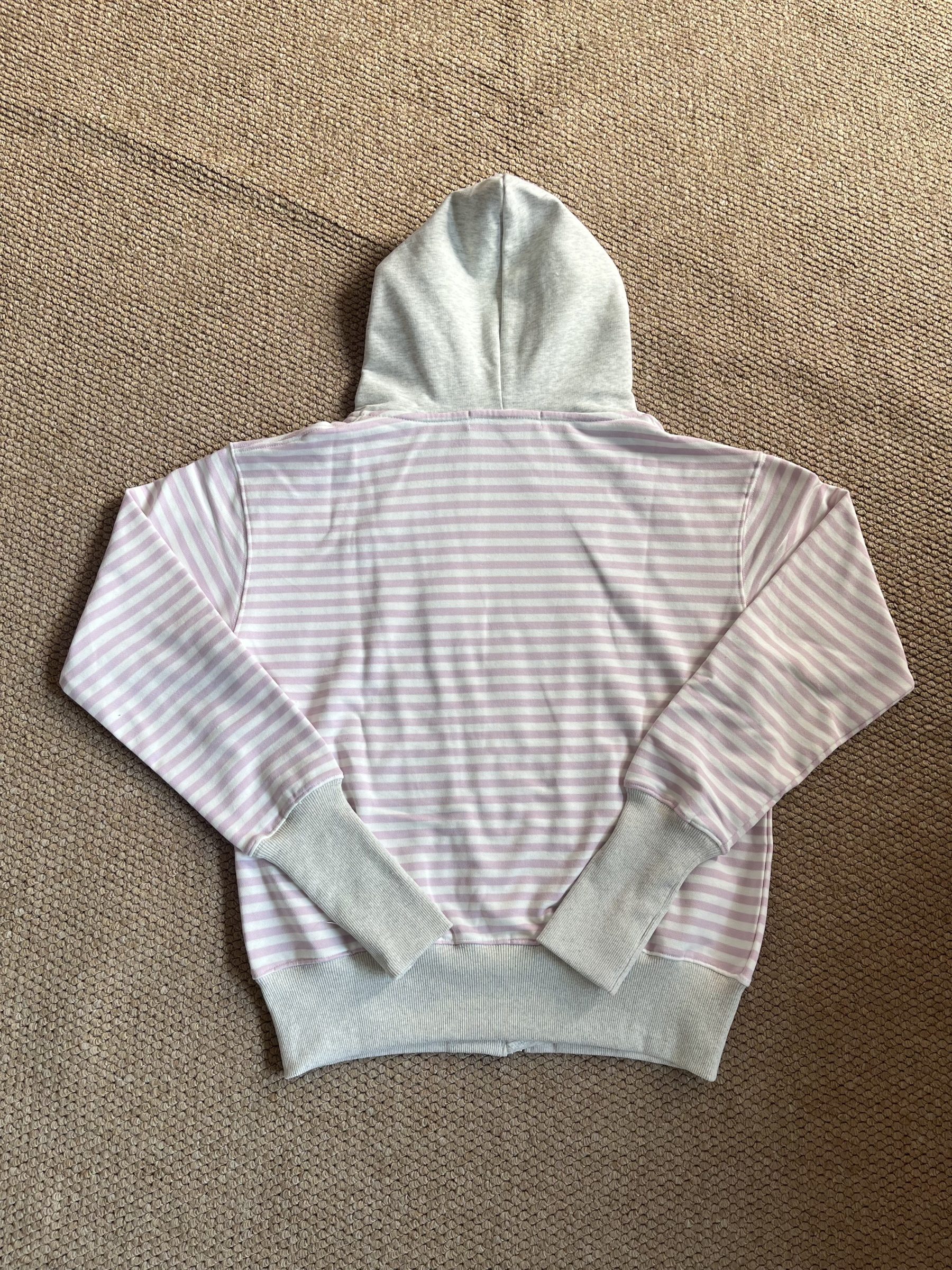 ILLIT Moka Inspired Asymmetric Zip Striped Hooded Sweatshirt Jacket