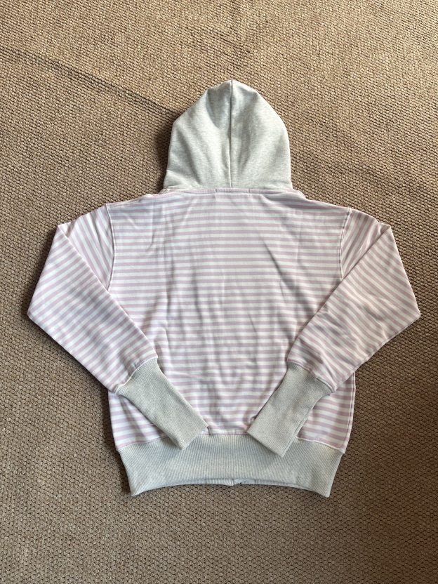 ILLIT Moka Inspired Asymmetric Zip Striped Hooded Sweatshirt Jacket