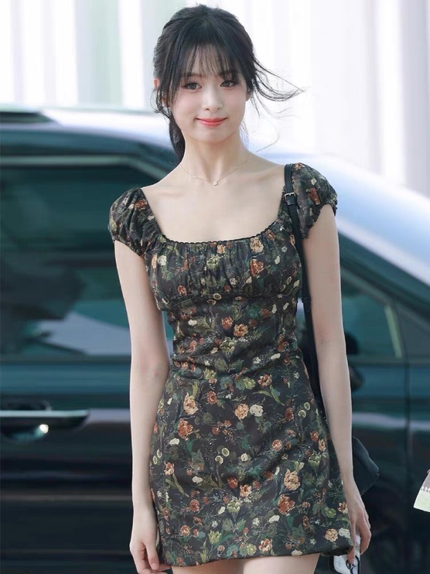 Babymonster Ahyeon Inspired Vintage Floral Dress
