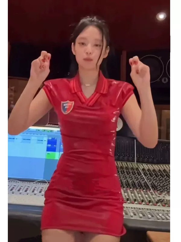 Blackpink Jennie Inspired Red Latex Mini Dress