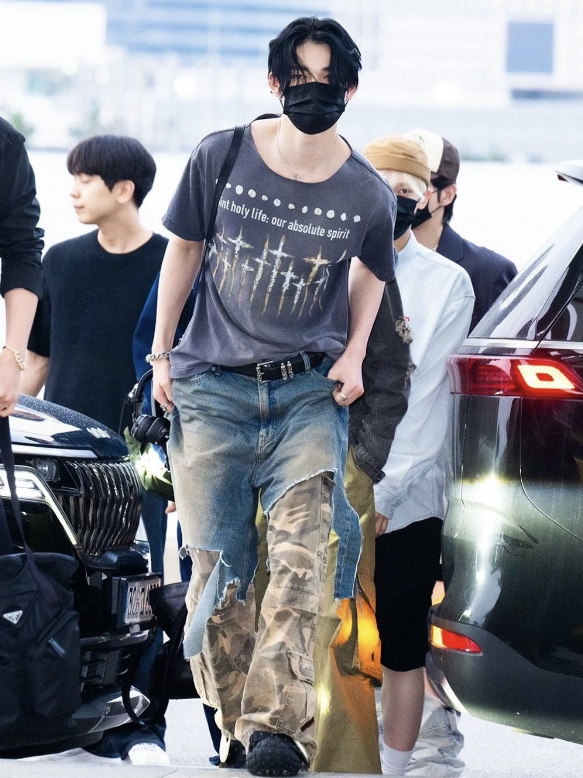 ENHYPEN Niki Inspired Patchwork Camo Cargo Pants