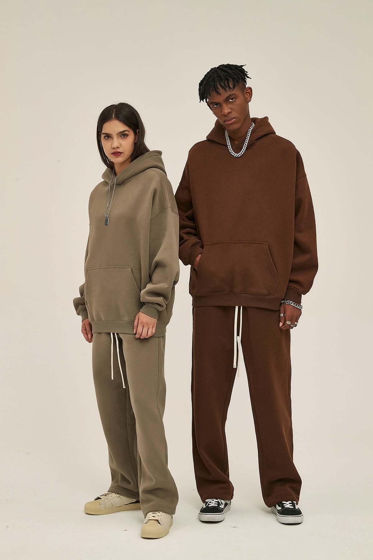Coffee&Brown-Oversized hoodie sets