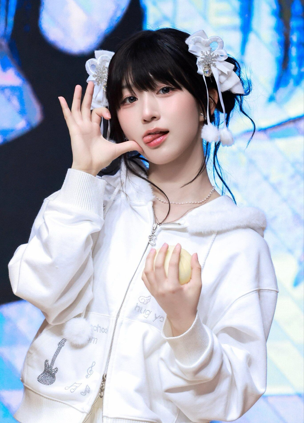 NMIXX Haewon Inspired Rhinestone hotfix fur hoodie