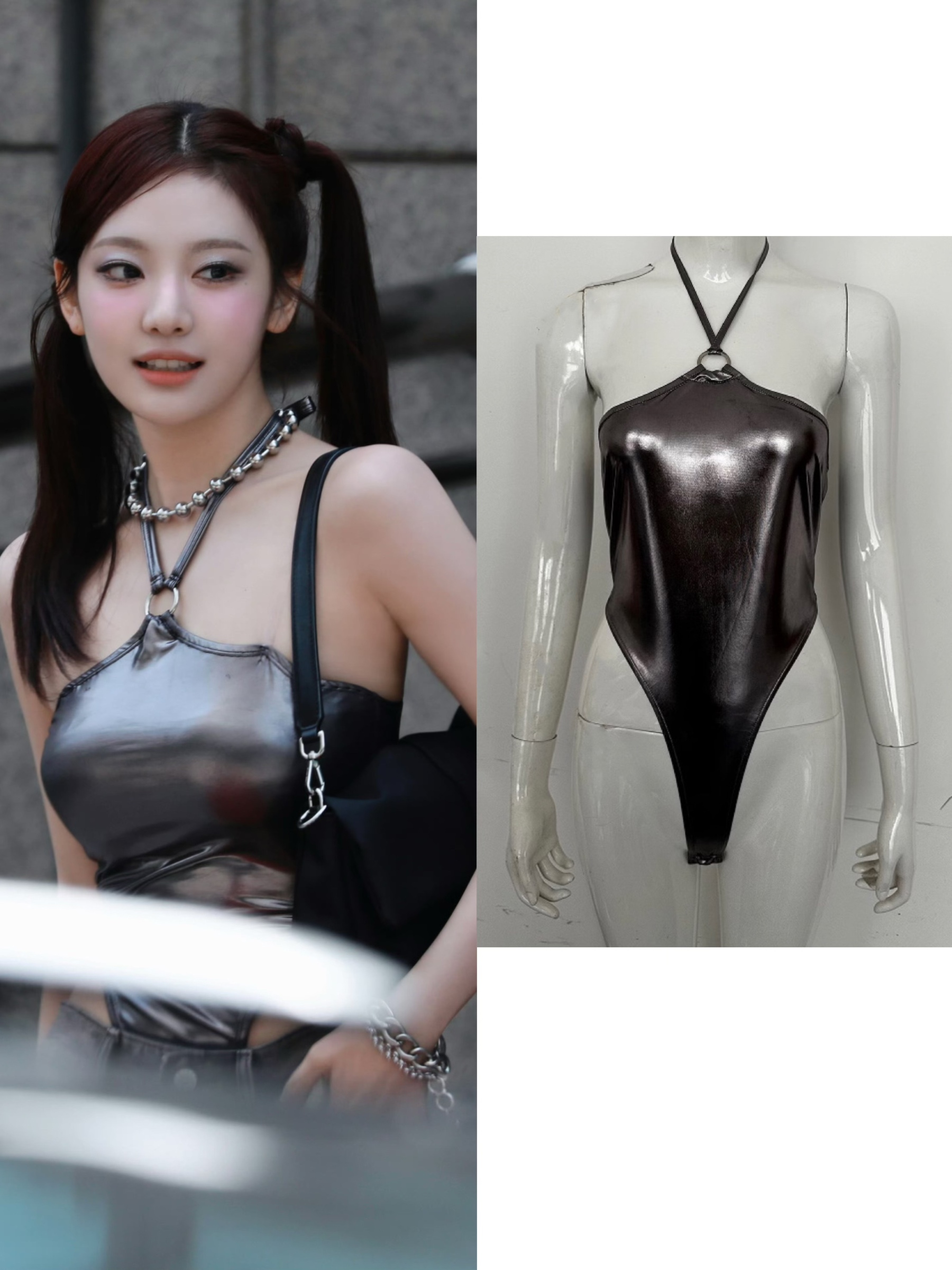 Aespa Inspired Silver Crop Top - Supernova Stage Outfit