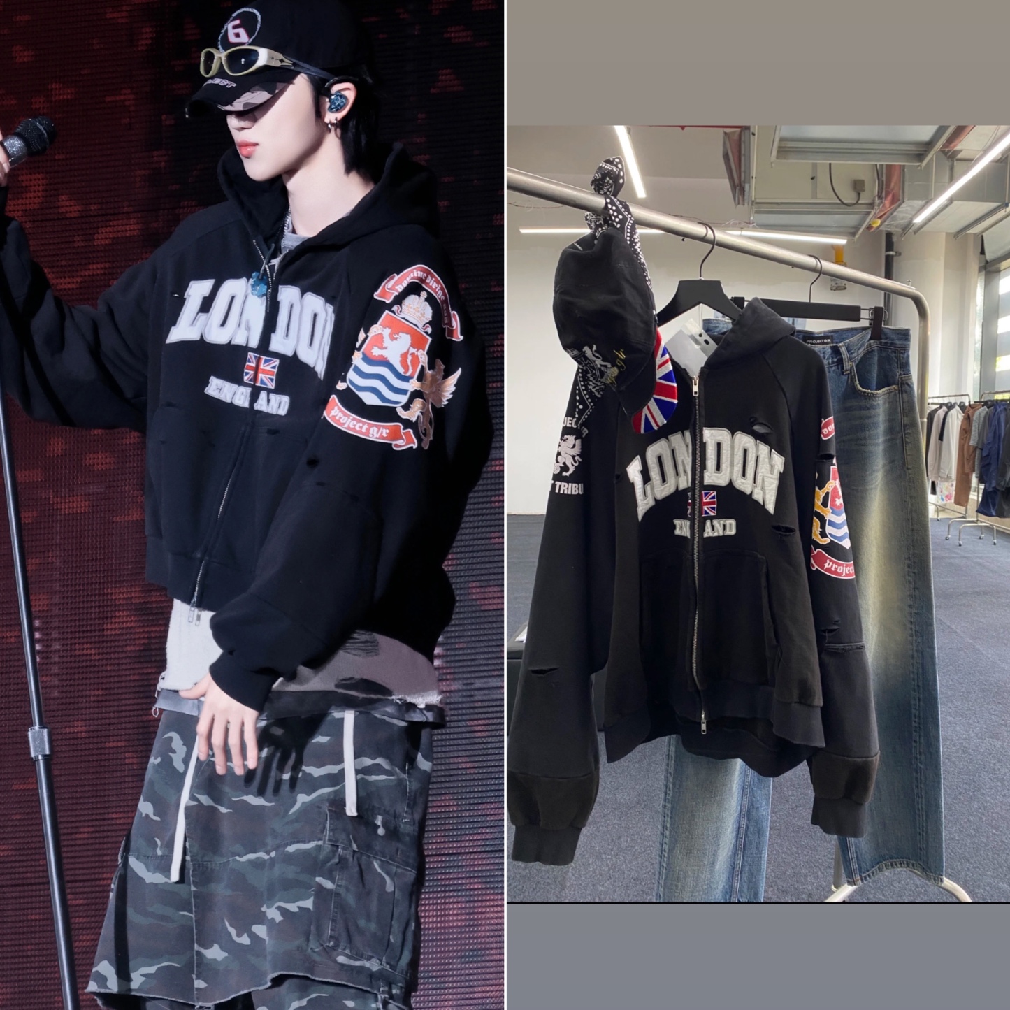 Seventeen Minghao Embroidered inspired Patchwork Hip pop Hoodie-The8