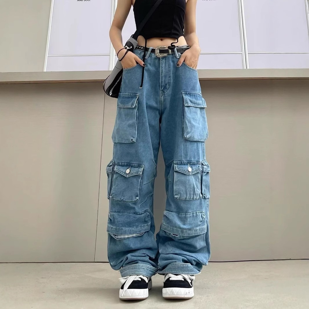 TXT Yeonjun Washed Multiple Pockets Denim pants